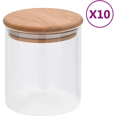 Afbeelding van vidaXL Opbergpotten met bamboe deksel 10 st 600 ml glas