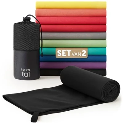 Afbeelding van Blumtal Sporthanddoek microvezel: 180 x 90cm 80 40cm, zwart, set