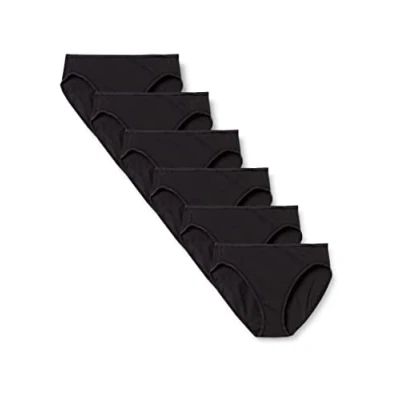 Afbeelding van Amazon Essentials Women&#039;s Katoenen hoge onderbroek met pijpen (verkrijgbaar in grote maten), Pack of 6, Zwart, S