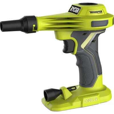 Afbeelding van RYOBI 18V ONE+ accu luchtpomp R18VI 0 (max. druk 0,034 bar, luchtstroom 210 l/min, ideaal voor het oppompen van rubberboten/luchtbedden, incl. 2 ventielopzetstukken, zonder en oplader), groen