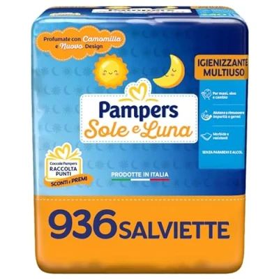 Afbeelding van Pampers Sole e Luna reinigingsdoekjes, geparfumeerd met kamille en nieuw design, 936 doekjes