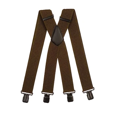 Afbeelding van Olata Extra Brede Bretels voor Heren 5 cm Breed, Stevig en Verstelbaar met Sterke Clips, Ideaal Werk Formele Kleding. Olijfgroen (Zwarte Clips)
