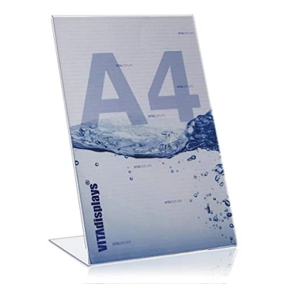 Afbeelding van VITAdisplays® PLEXIGLAS®, 10 x DIN A4 L staander, standaard, schuin, transparant, verpakt per stuks