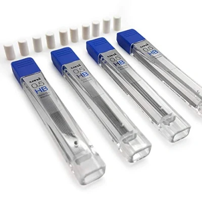 Afbeelding van Kuru Toga Uni Ball Refill Set 0,5 mm HB 48 Leads (4 tubes van 12) + 10 gum vullingen