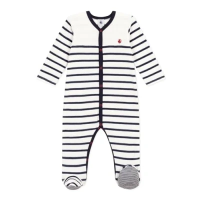Afbeelding van Petit Bateau JongensMeisjes Babypak met streepprint in de kleur Gebroken wit, maat: 74