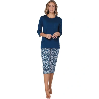 Afbeelding van Pastunette Blue Bloom Pyjama Bio Katoen Blauw Maat 42