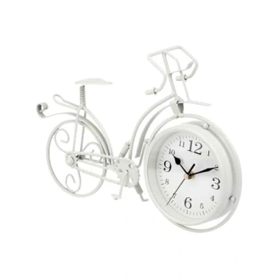 Afbeelding van Bordsklocka Fiets Wit Metaal 33 x 22,5 4,2 cm (4 Stuks)