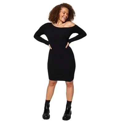 Afbeelding van Trendyol Zwarte Bodycone Gebreide Jurk Met Boothals Tbbaw24Ah00025