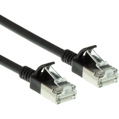 Afbeelding van ACT DC7901 LSZH U/FTP CAT6A Datacenter Slimline Patchkabel Snagless RJ45 Connectoren Zwart 1 meter