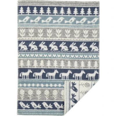 Afbeelding van Wiegdeken Wol Nature Blauw/Grijs 65 x 90 cm Klippan Babydeken
