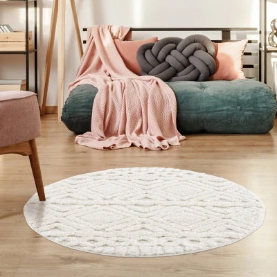 Afbeelding van Vloerkleed Focus Basic Hoogpolig Fluffy Scandinavisch Multikleur 160 cm rond Rechthoek Polypropyleen Tapijtenloods
