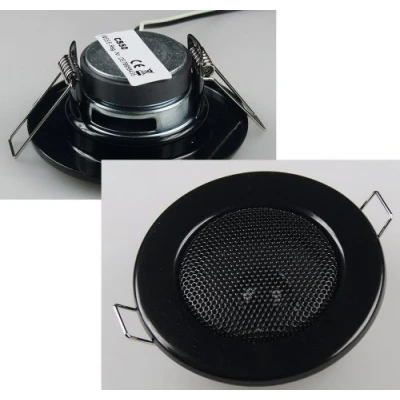 Afbeelding van Plafond inbouwluidspreker &#039;&#039;Mini&#039;&#039;, halogeen look, 8cm Ø, 6cm inbouw, zwart