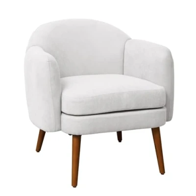 Afbeelding van SVITA Johan fauteuil, loungestoel, gestoffeerde stoel, rubberen houten poten, armleuningen, gestoffeerd, modern, Scandinavisch, woonkamer, serre, wit