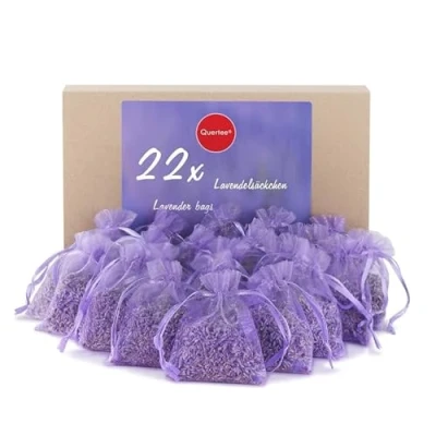 Afbeelding van Quertee 22x6g lavendelzakjes als geurzakjes met geurige lavendel bescherming tegen motten in de kledingkast om te slapen en ontspannen