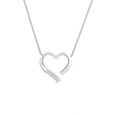 Afbeelding van Elli PREMIUM Halsketting Dames Hart Hanger Liefde Vrouwelijk met Diamant (0.055 ct.) in 925 Sterling Zilver