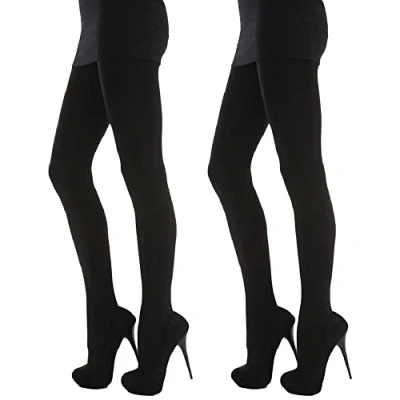 Afbeelding van Undercover Dames 300 denier zachte warme en gezellige fleece thermische panty, 2 Pack Zwart, XL