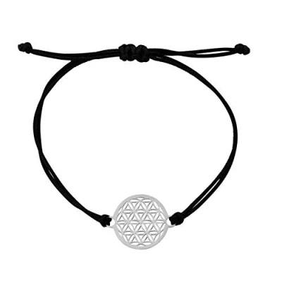 Afbeelding van Nuoli® levensbloem armband dames zilver (14 20 cm verstelbaar) voor vrouwen en meisjes, 14 centimeters, Textielband