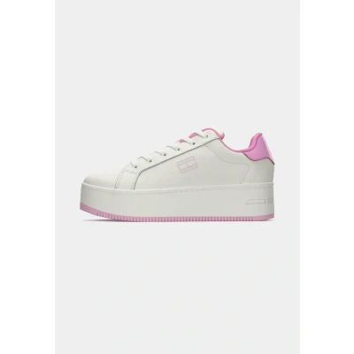 Afbeelding van Tommy Jeans TJW Flatform Sneakers laag, Dames, Maat: 36, Ecru/carnival pink Leer en imitatieleer