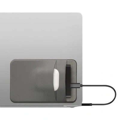 Afbeelding van kwmobile elastische harde schijf hoes geschikt voor SanDisk Portable SSD, Samsung T7, Crucial X8, HDD 13 x 8,3 cm Met 2 opbergvakken Externe SSD houder in grijs