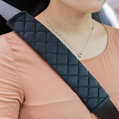 Afbeelding van Premium autogordelkussen in verpakking van 2 stuks, bekleding voor zitgordel de auto, zodat jij en je gezin een ontspannen reis hebben, ook geschikt kinderen (zwart)