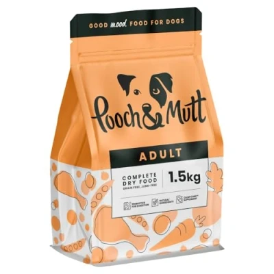 Afbeelding van Pooch &amp; Mutt Volwassen honden, graanvrij droogvoer voor kip superfood mix, 1,5 kg