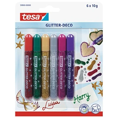 Afbeelding van Tesa Glitter Deco Stift Assorti Zonder oplosmiddelen 6 stuks