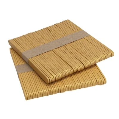Afbeelding van Ideen mit Herz Houten stokjes ijsstokjes knutselhout metallic 11,4 cm lang 1 breed 200 stuks (goud)