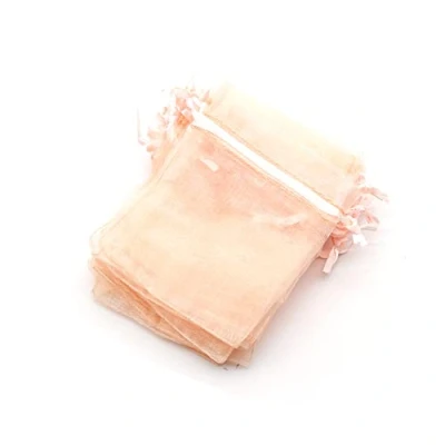 Afbeelding van OLILLY 100 organzazakjes 7 x 9 cm perzikkleurig ideaal voor bruiloft, doop, geschenken, lavendel, sieraden (perzik)