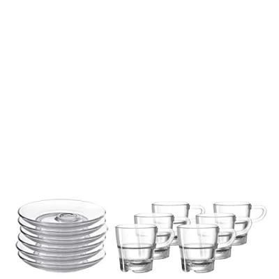 Afbeelding van Leonardo Senso 032829 Espressokopjes en schoteltjes, vaatwasmachinebestendige espressoglazen met set van 12, 70 ml