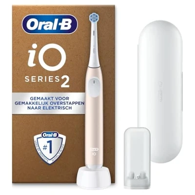 Afbeelding van Oral B iO 2 Calm Pink Elektrische Tandenborstel, 1 Opzetborstel, Reisetui, Reisopzetborstelhouder, Ontworpen door Braun