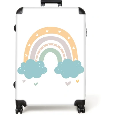 Afbeelding van NoBoringSuitcases.com® Koffer groot Reiskoffer lichtgewicht Regenboog Meisjes Hartjes Pastel Rolkoffer met 4 wielen Grote trolley XL 98 liter bagage