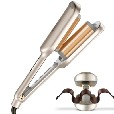 Afbeelding van Krultang haarknijper Waver TYMO ROVY Beach Waves Curling Wand, Ionische Deep haarkrultang tool met keramiek 3 vat voor vrouwen, dubbele spanning, anti brandwonden, gemakkelijk te gebruiken,