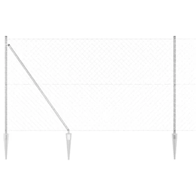 Afbeelding van vidaXL Kettinglink Hek met 7 Spijkerpalen 1.6x10 m Gegalvaniseerd Staal