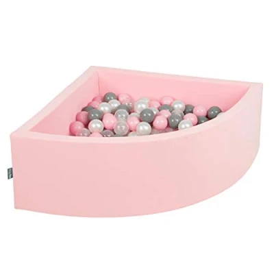 Afbeelding van KiddyMoon Schuim Ballenbak Voor Kinderen Met Ballen Ø 7 Cm Gemaakt In EU, Roze:Parel Grijs Transparant Poeder Roze,90X30cm/300