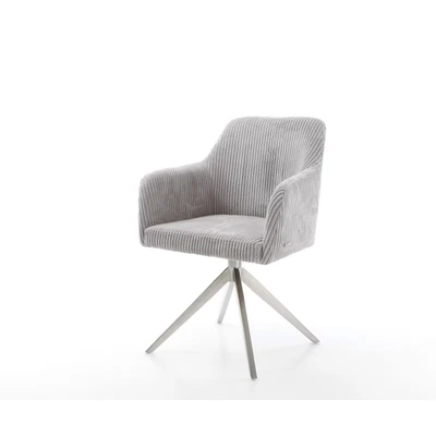 Afbeelding van DELIFE Draaistoel Greg Flex koord zilver grijs kruisframe breed roestvrij staal 360 draaibaar rocker functie pocketveer kern