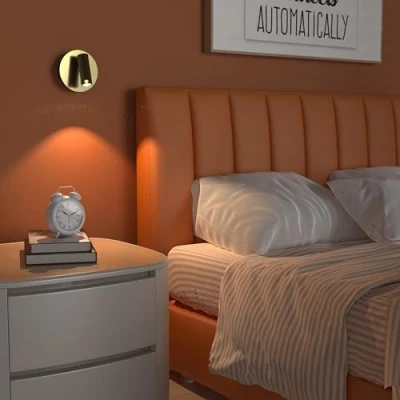 Afbeelding van CGC Lighting USB Oplaadbare Batterij Magnetische Wandlamp Draadloos (Satijn Goud Scarlet)