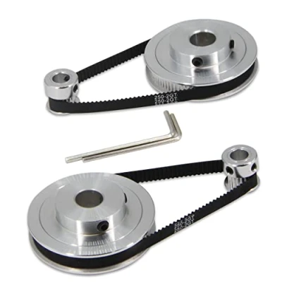 Afbeelding van Zeberoxyz 2 STKS Set GT2 Synchrone Wiel 20 &amp; 80 Tanden 10mm Boring Aluminium Timing Katrol met Lengte 250mm Breedte 6mm Riem (20 80T 10B 6)