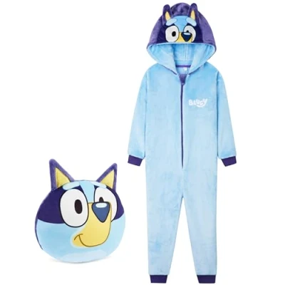 Afbeelding van BlueY Jongens fleece jumpsuit met capuchon, knuffelige overall cadeau voor jongens, Blauw tas, 3 4 Jaar