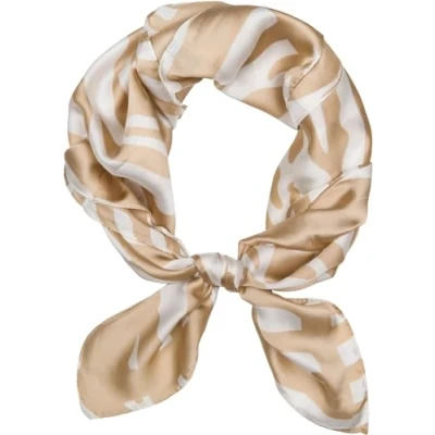 Afbeelding van styleBREAKER Dames halsdoek met zebrapatroon dierenprint en gekleurde rand, doek, vierkante hoofddoek 01016236, lichtbruin crème, Eén maat