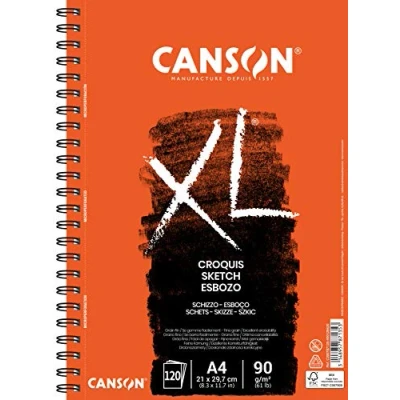 Afbeelding van CANSON XL Schetsen, spiraalalbum, grote kant, 120 vellen, A4, 90 g/m², ivoorkleurig