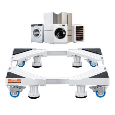 Afbeelding van VEVOR Mini koelkaststandaard 414 x 104 mm Universele wasbasis Verstelbare met soepel rollende wielen Wasmachinebasis voor wasmachine en droger