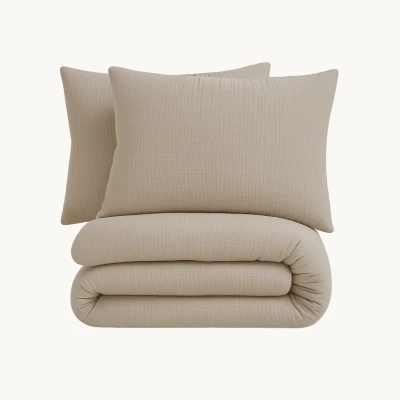 Afbeelding van Dekbedovertrek Mousseline Taupe Y not Bestel gemakkelijk online 2 Persoons 200x220