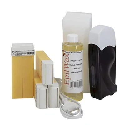 Afbeelding van EpilWax Complete Ontharings set met Roll on Harspatronen, Harsverwarmingsapparaat, 100 Strips en Waxolie (Witte Vanille, 4)