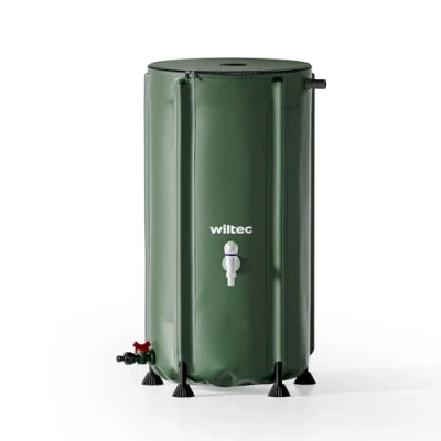 Afbeelding van Wiltec opvouwbare regenton 100 l met decksel, regenvat van 620 g/m² PVC, regenwatertank tapkraan, watercontainer ABS schakelaar, wateropslag ø 40 x 78 cm
