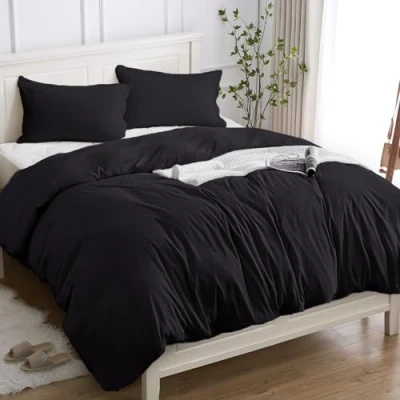Afbeelding van Cotopuro Beddengoed 155 x 200 cm, 3 delig, 100% katoen, dekbedovertrekset cm (1 kussensloop 50 80 cm), van premium 150 g/m², zacht, ademend, hypoallergeen, blauw