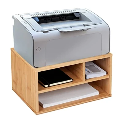 Afbeelding van Relaxdays printerkastje bureau bamboe printertafel printerstandaard printermeubel