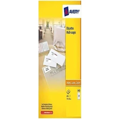 Afbeelding van Avery 3422 100 Witte Multi Use Etiketten voor Laserinkjetprinters en kopieerapparaten 70x35 mm Doos met 2.400
