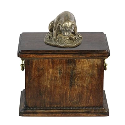 Afbeelding van Elegante urn hond voor de as van een Staffordshire Bull Terrier met beeldje