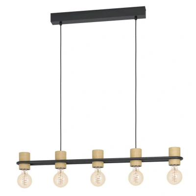 Afbeelding van EGLO Chieveley Hanglamp E27 88,5 cm Zwart/Bruin