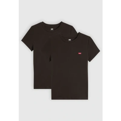 Afbeelding van Levi&#039;s Perfect T shirt met V hals (2 stuks) Women&#039;s XXS Zwart / 2 Pack Tee Caviar &amp;